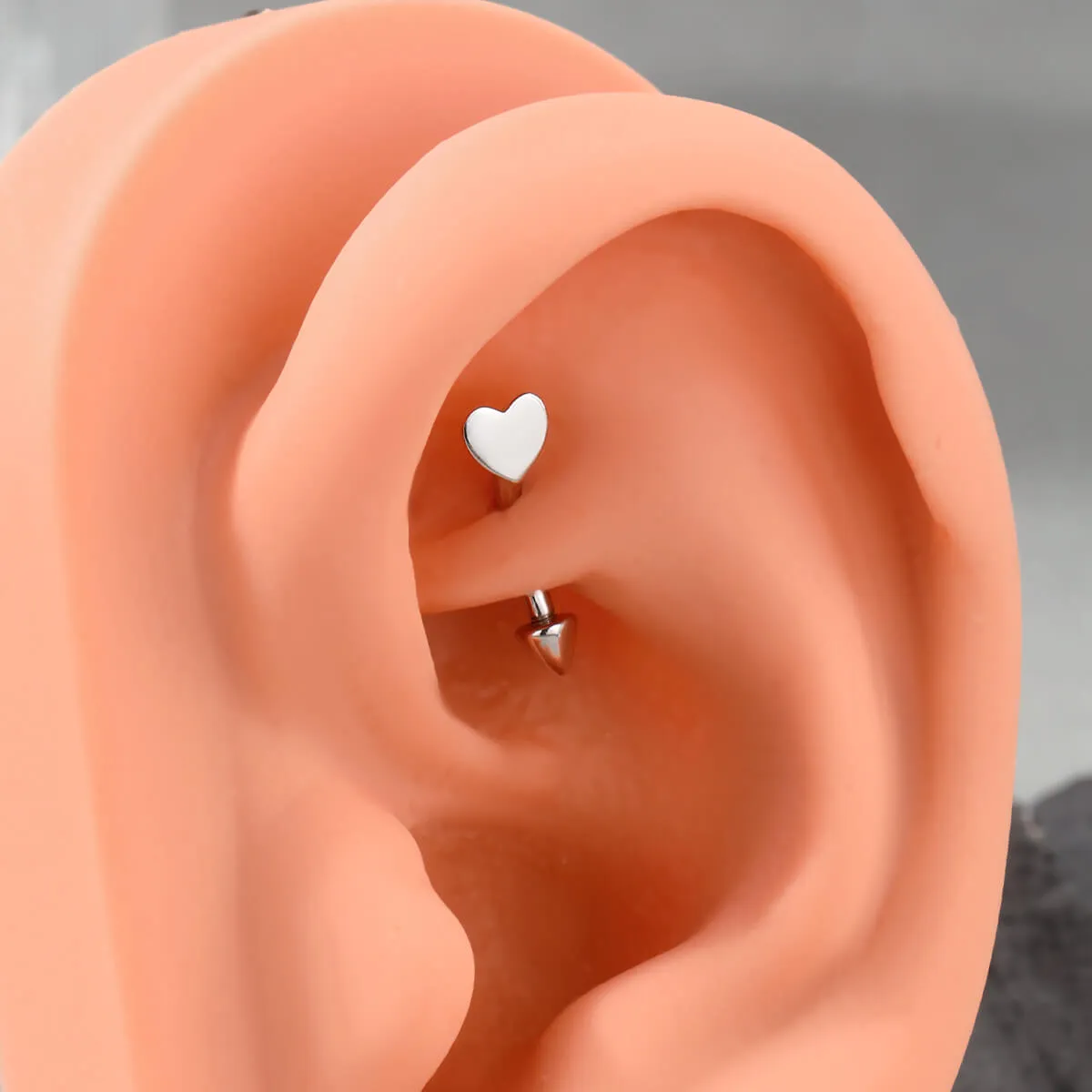 16G 925 Sterling Silver Flat Heart Top Eyebrow Ring