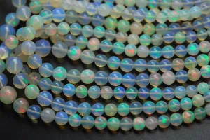 18.5 Inches, Natural Ethiopian Opal Smooth Round Rondelles,Size 4-7mm