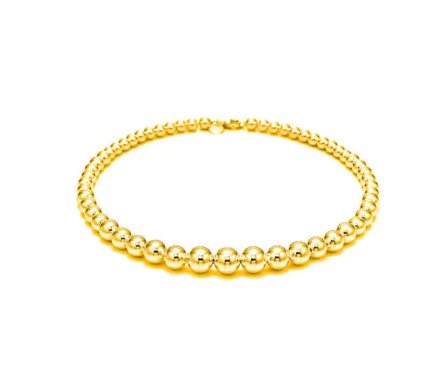 18k Gold Bead Graduated Necklace