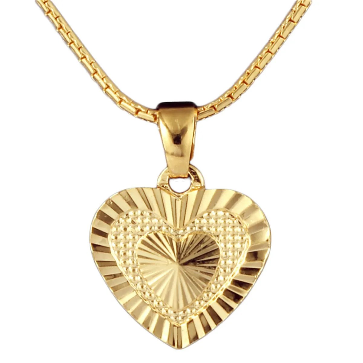 18K Gold-Plated Embroidery Heart Pendant Necklace