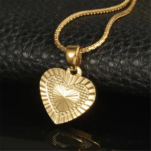 18K Gold-Plated Embroidery Heart Pendant Necklace
