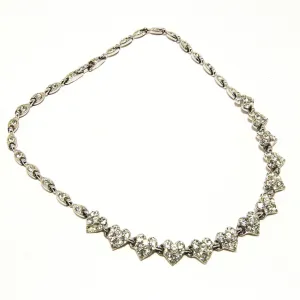 1960's Pave Rhinestone Necklace with Heart Detail by Bogoff