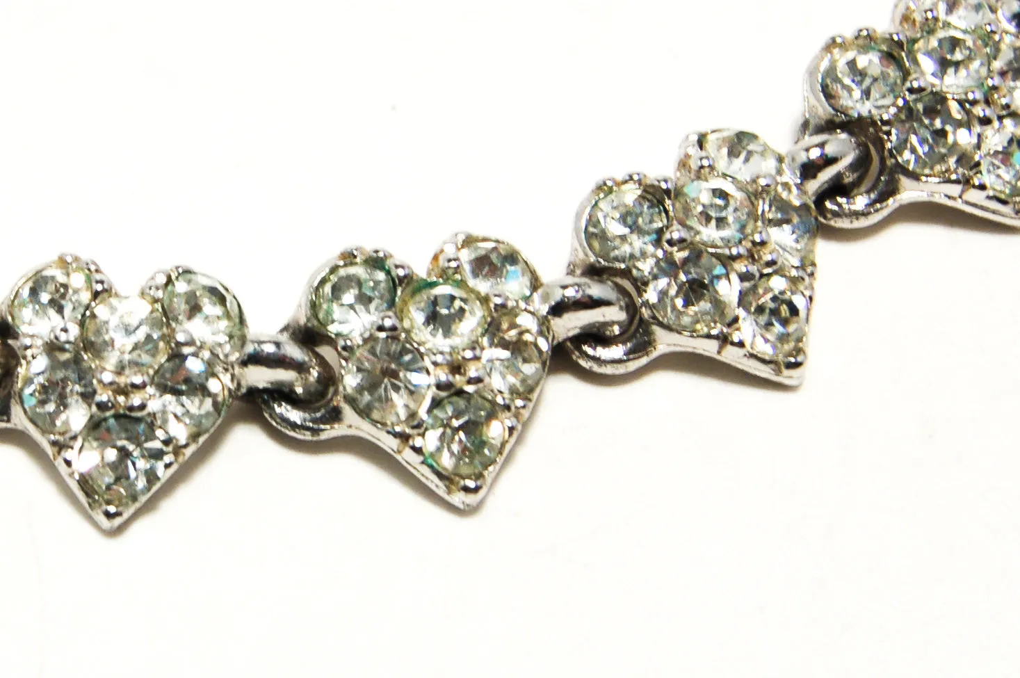 1960's Pave Rhinestone Necklace with Heart Detail by Bogoff