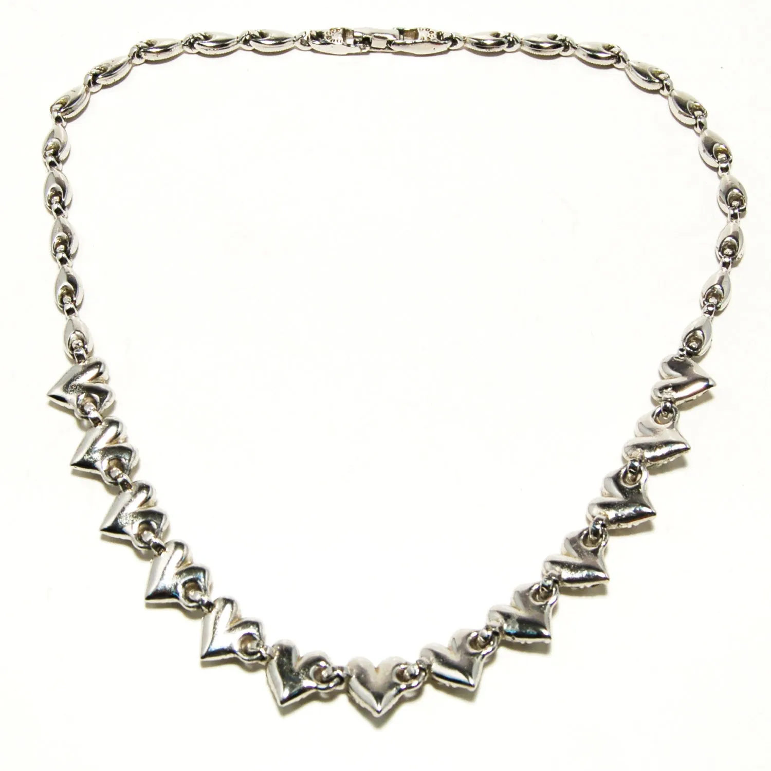 1960's Pave Rhinestone Necklace with Heart Detail by Bogoff