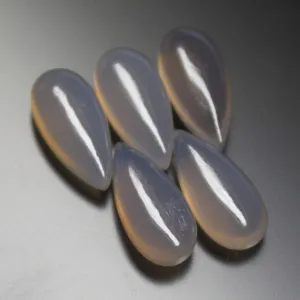 2 matching pair, 15x8mm, Natural Grey Chalcedony Smooth Pear Drops Briolette Gemstone Beads - Stunning Elegant Pairs