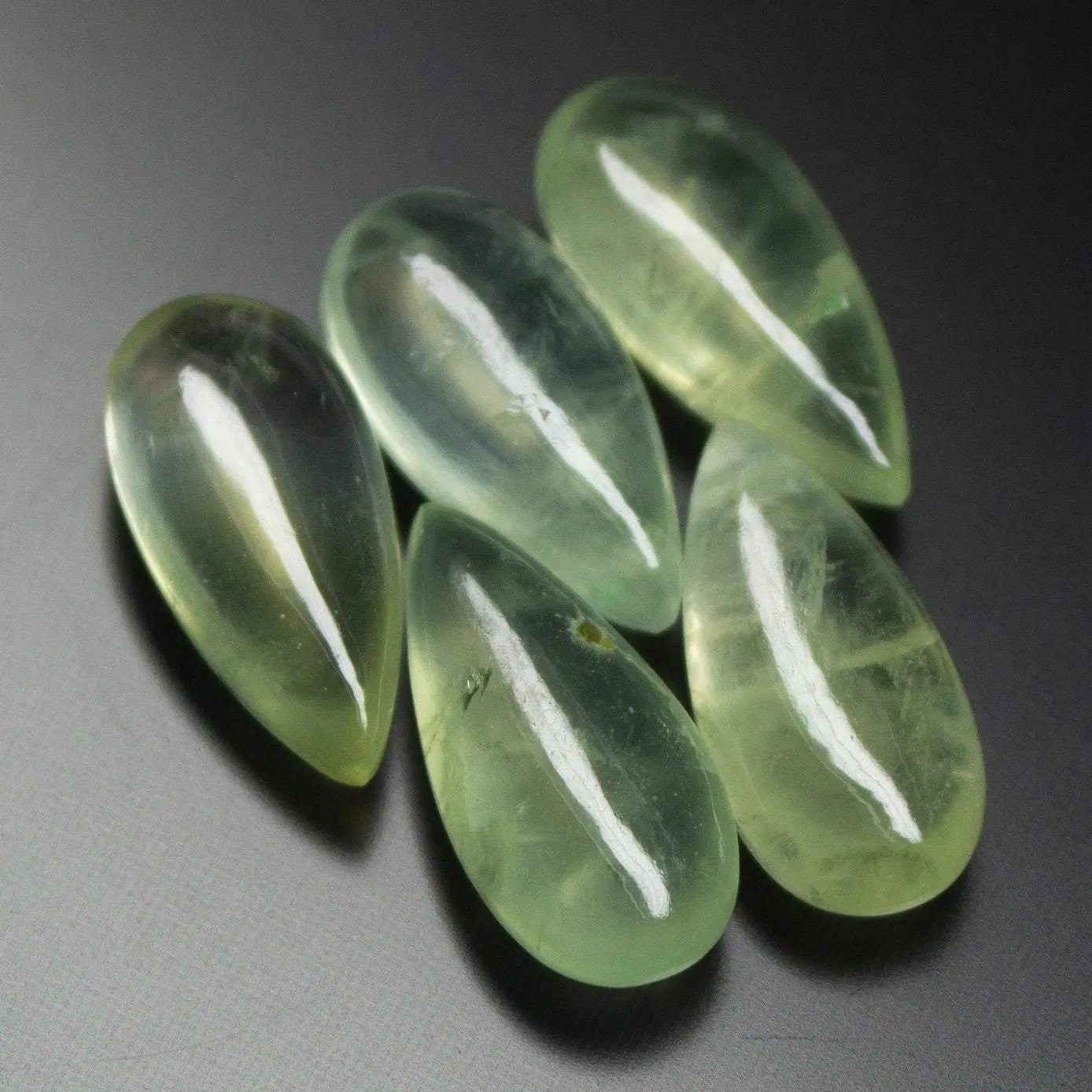 2 matching pair, 15x8mm, Natural Prehnite Smooth Pear Drops Briolette Gemstone Beads - Stunning Elegant Pairs