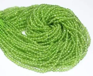2 Strand Green Peridot Smooth Round Ball Gemstone Loose Spacer Beads 13" 3mm