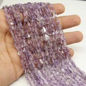 2 Strand Lot Pink Amethyst Smooth Pear Drop Gemstone Loose Beads 13" 8mm 10mm
