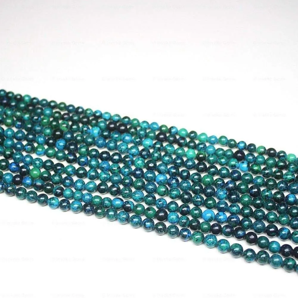 2 Strand Natural Green Chrysocolla Smooth Loose Round Beads 15" 6mm