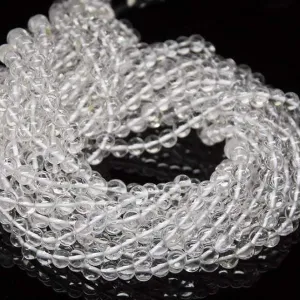 2 Strands, 13 inch, 5.5mm, White Quartz Crystal Smooth Round Ball Loose Gemstone Beads, Quartz Beads