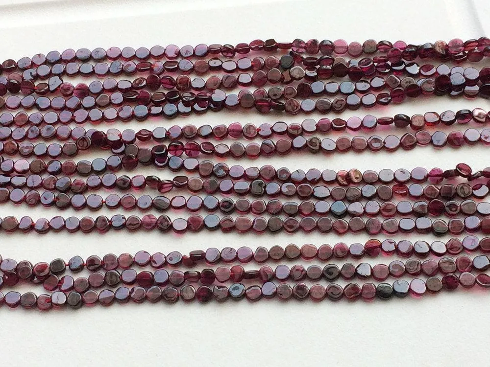 2 Strands Red Garnet Smooth Round Coin Gemstone Loose Beads Strand 6mm 14"