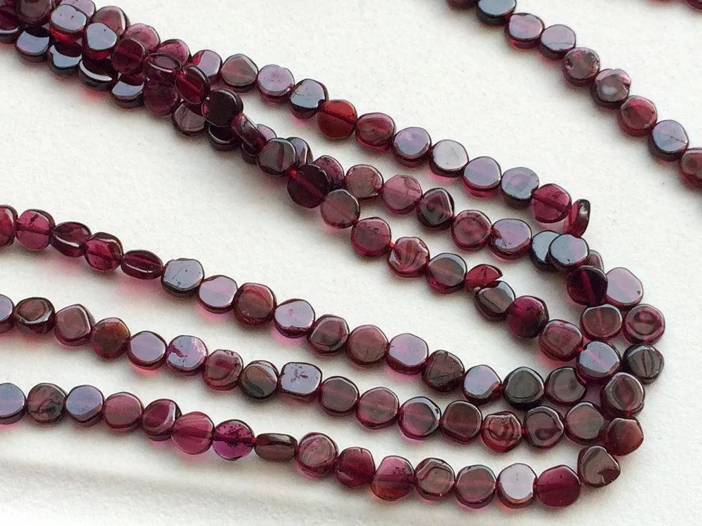 2 Strands Red Garnet Smooth Round Coin Gemstone Loose Beads Strand 6mm 14"