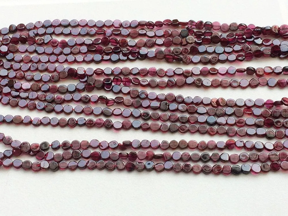 2 Strands Red Garnet Smooth Round Coin Gemstone Loose Beads Strand 6mm 14"