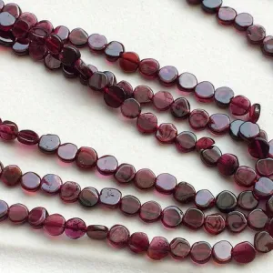 2 Strands Red Garnet Smooth Round Coin Gemstone Loose Beads Strand 6mm 14"