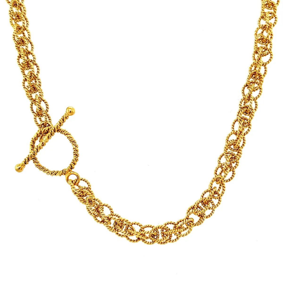 20.75" Handcrafted 24K Gold Vermeil 6mm Spinner Necklace with Toggle Clasp