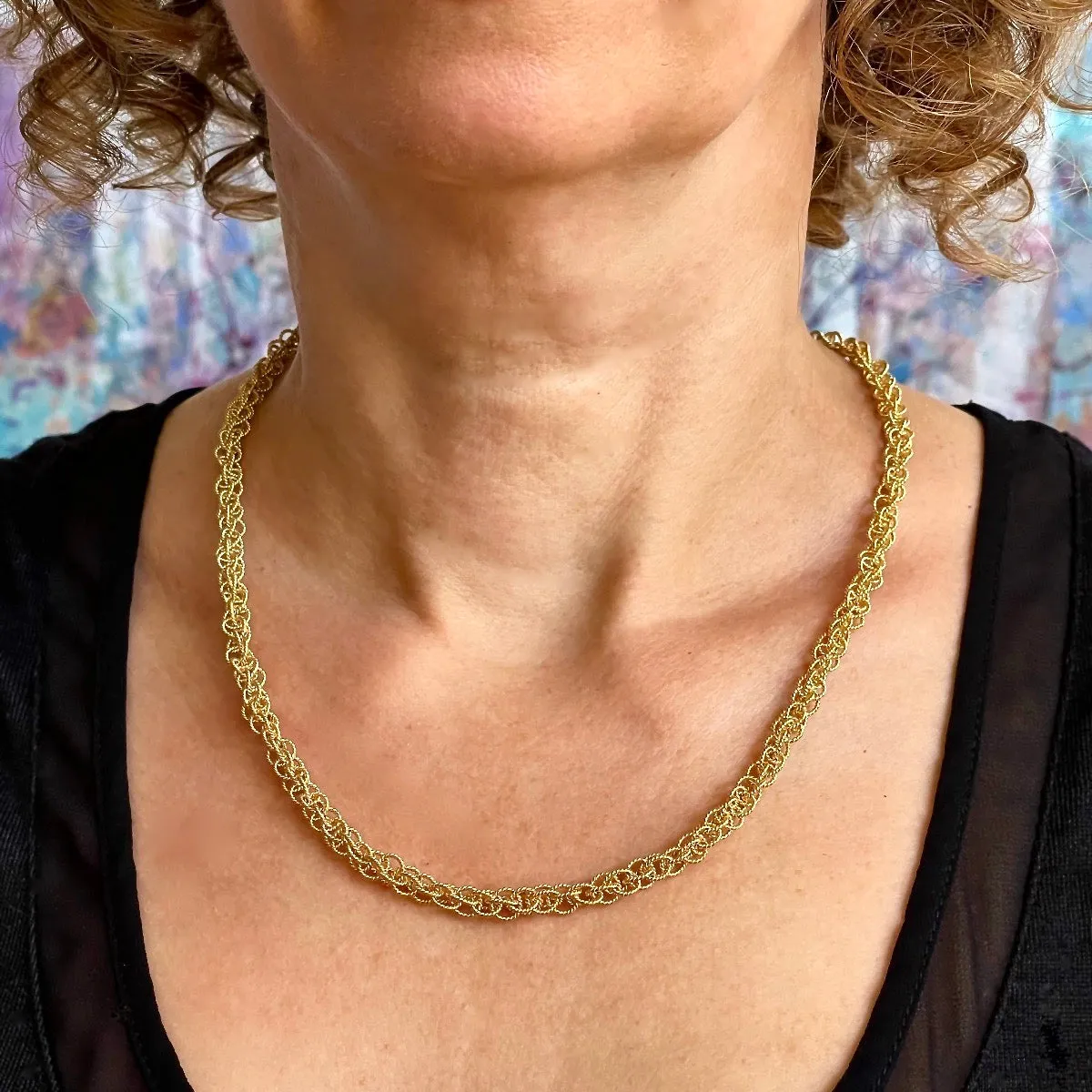 20.75" Handcrafted 24K Gold Vermeil 6mm Spinner Necklace with Toggle Clasp