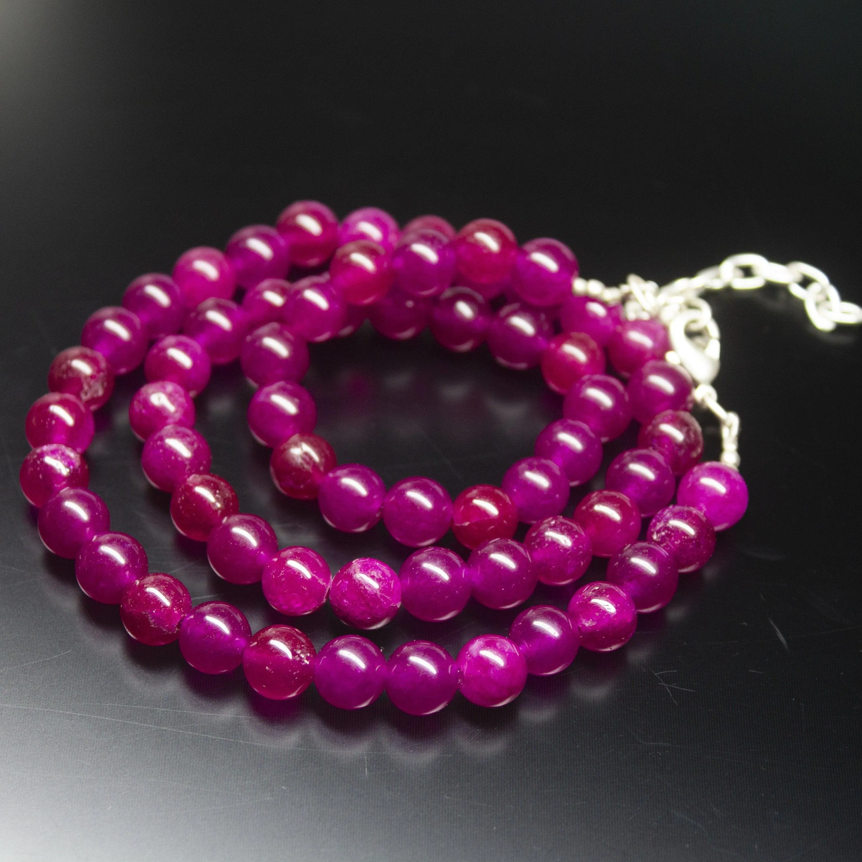 21 inch, 8mm, Pink Jade Smooth Round Sphere Shape Beads, Jade Beads