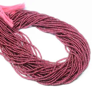 3 Strands Red Rhodolite Garnet Smooth Round Gemstone Loose Beads Strand 2mm 14"