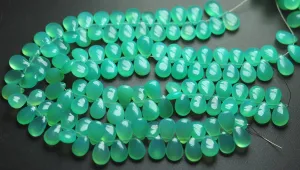 30 Pcs Of , Finest Quality Light Chrysoprase Chalcedony Smooth Pear Shape Briolettes, 7X10mm Size