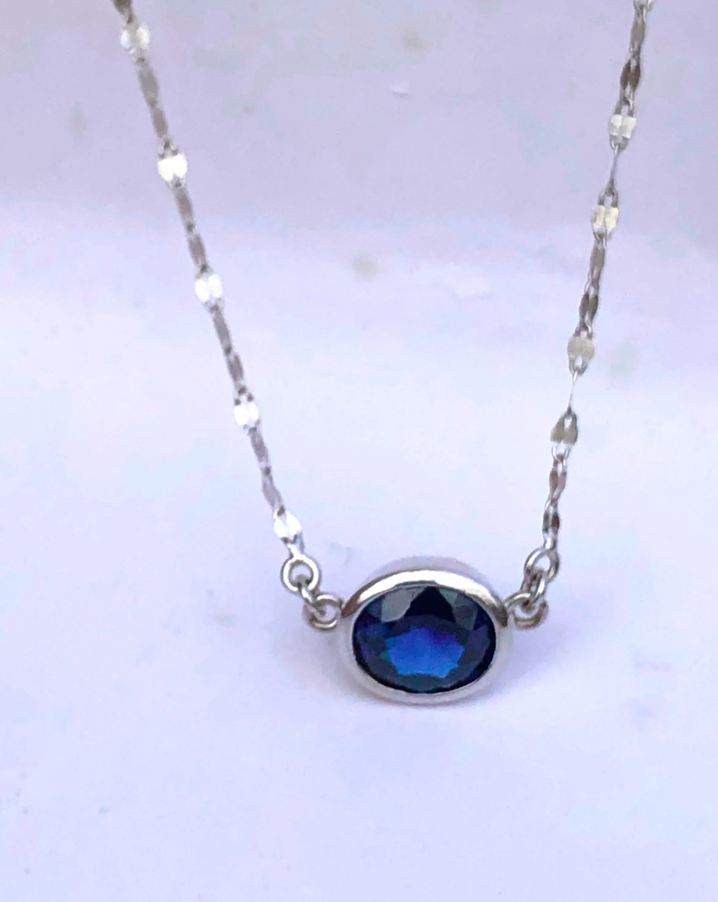 3.17 Carat Oval Shape Blue Sapphire and Diamond Solitaire Pendant Necklace