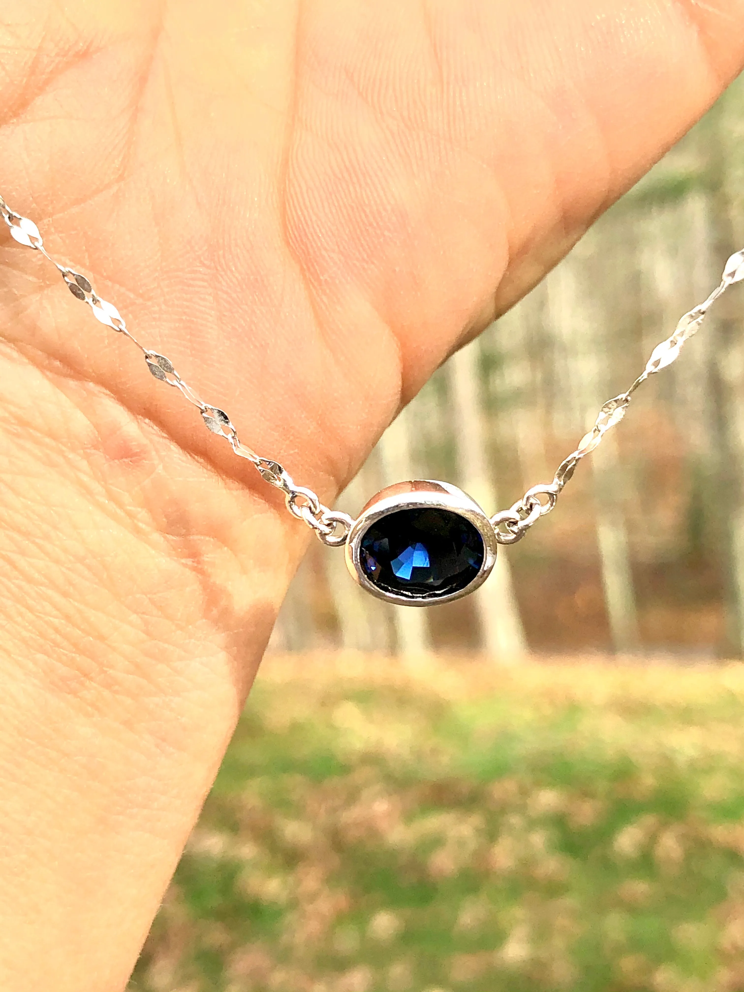 3.17 Carat Oval Shape Blue Sapphire and Diamond Solitaire Pendant Necklace