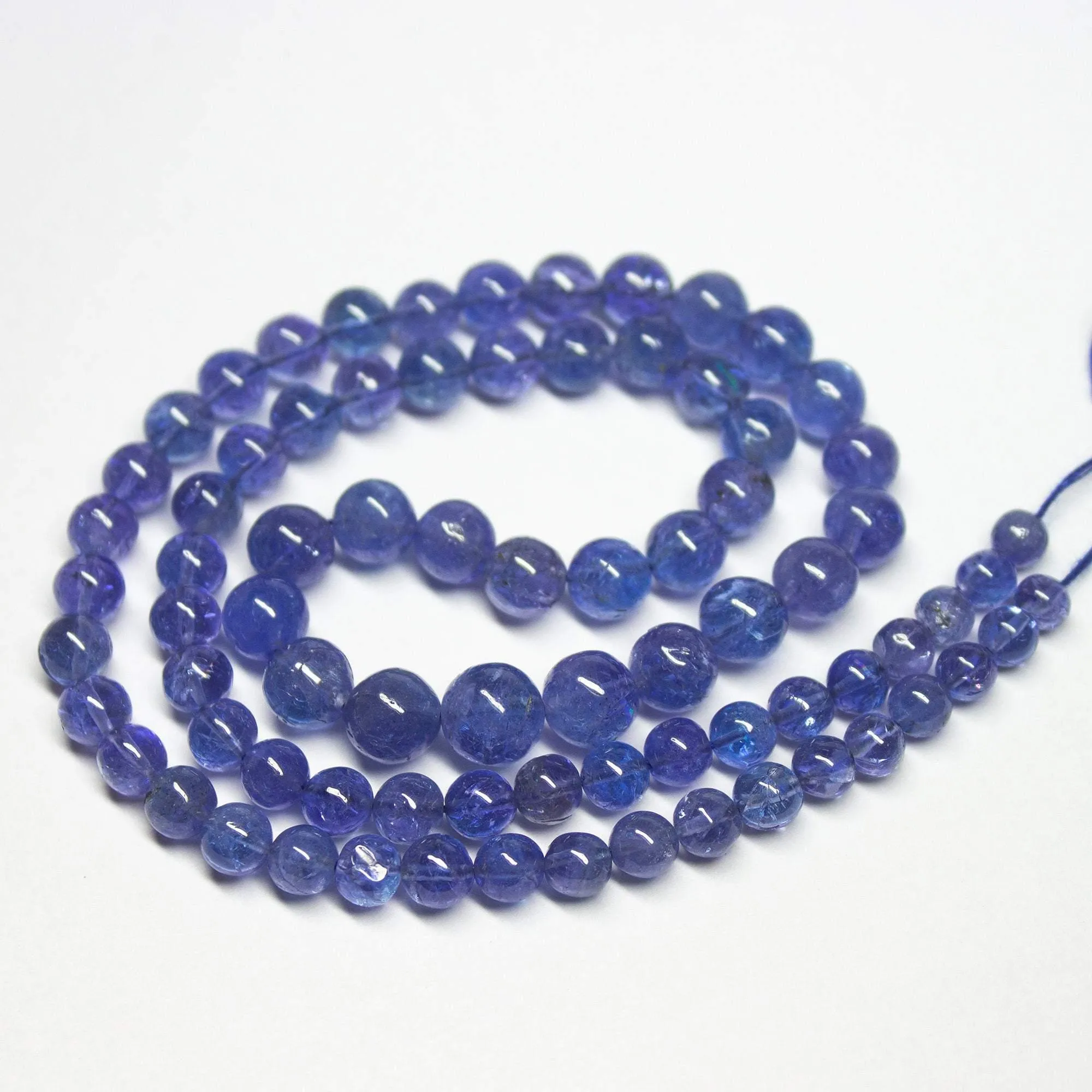 4 Inch Strand, Super Finest, Super Rare, Tanzanite Smooth Round Ball Sphere Beads, Size 4-6mm