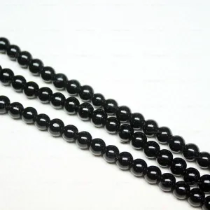4 Strand Black Onyx Natural Smooth Ball Round Gemstone Loose Craft Beads 15" 6mm