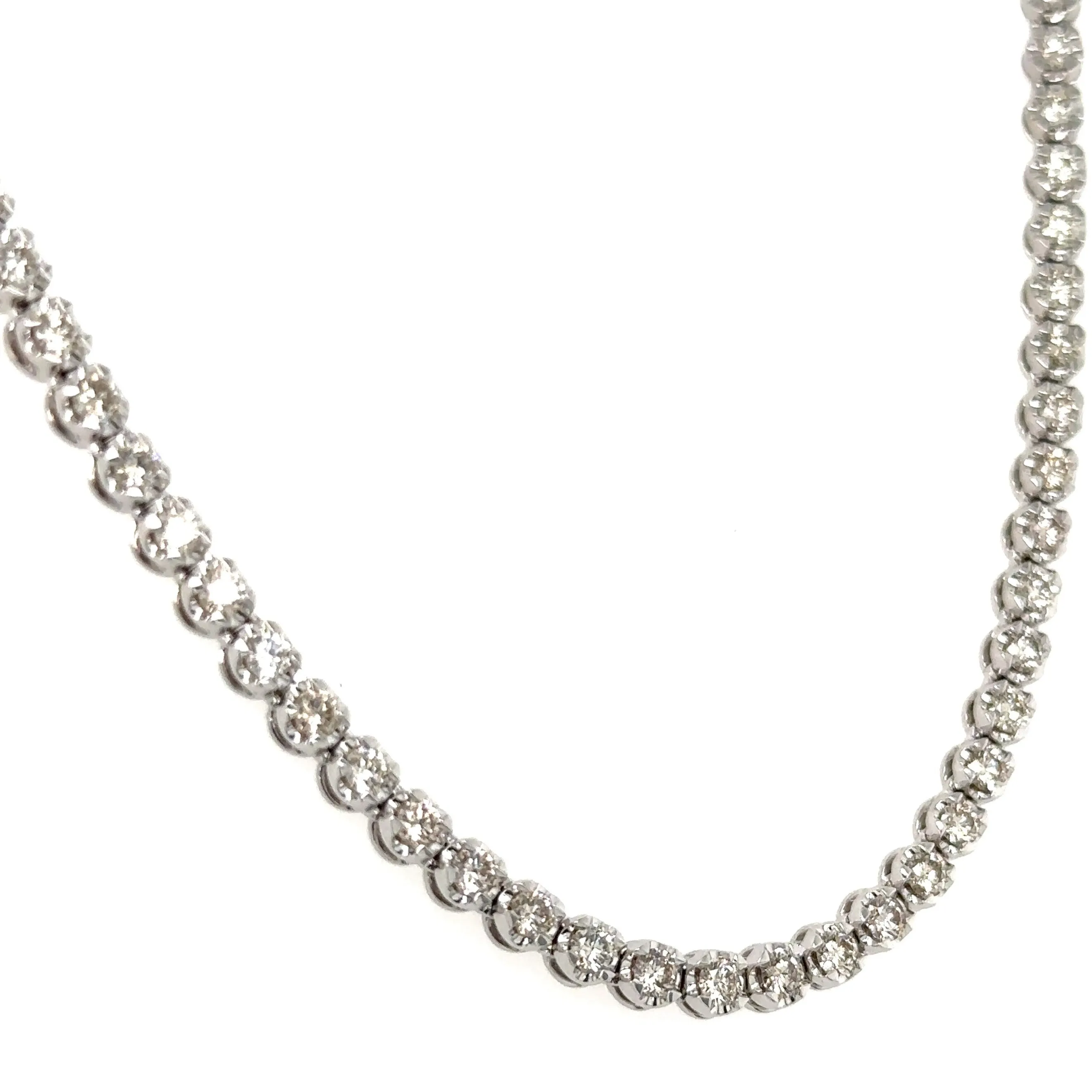 4.02ct tw Miracle Set Diamond Riviera Line Tennis Statement Necklace