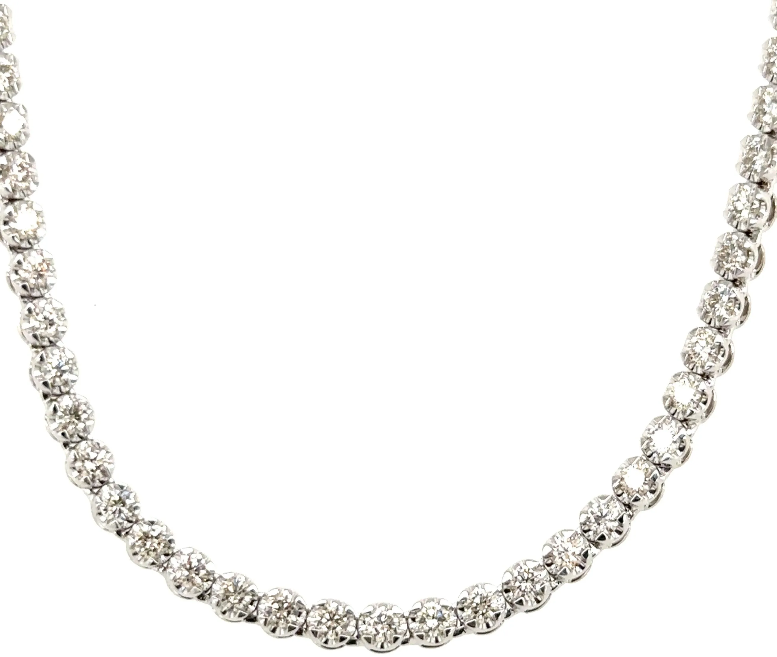 4.02ct tw Miracle Set Diamond Riviera Line Tennis Statement Necklace
