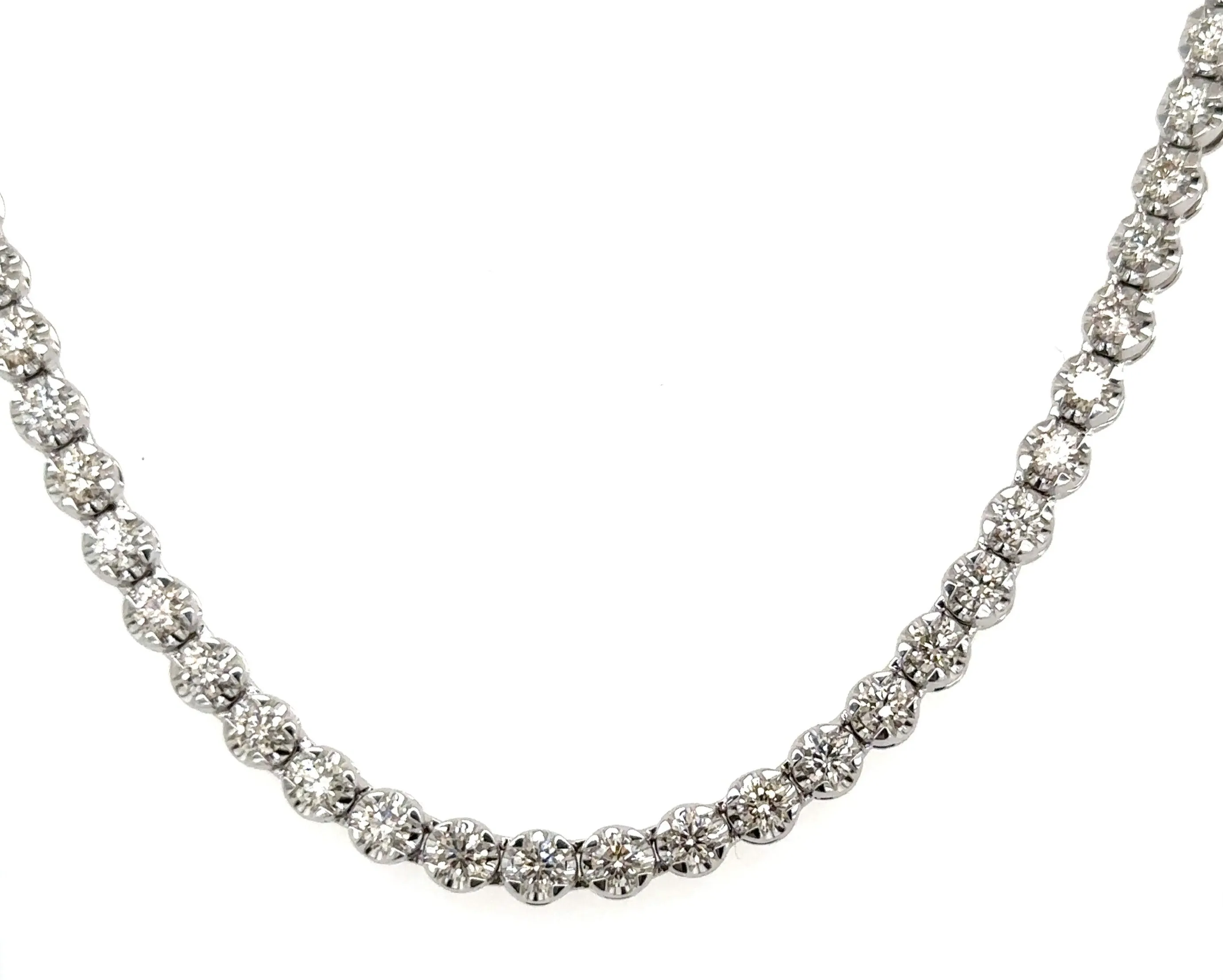 4.02ct tw Miracle Set Diamond Riviera Line Tennis Statement Necklace