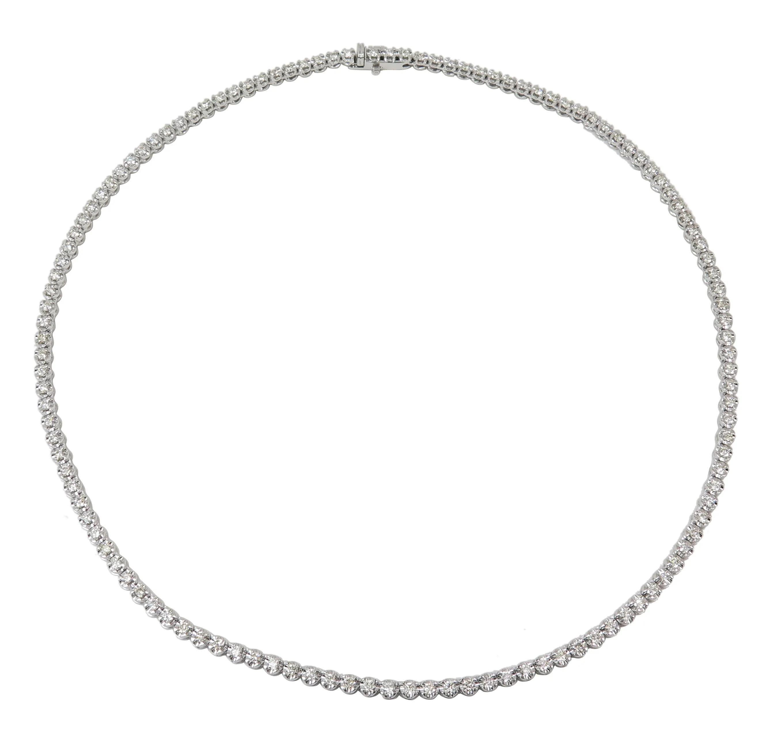 4.02ct tw Miracle Set Diamond Riviera Line Tennis Statement Necklace