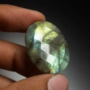 48 carats , Natural Labradorite Oval Shape Both Side Faceted Cabochon Loose Gemstone 32x25mm