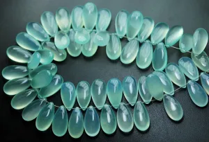 5 Matched Pair, Finest Quality,See Green Aqua Chalcedony Smooth Pear Shape Briolettes, 15X7mm Size