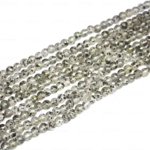 5 Strand Black Moss Quartz Natural Smooth Round Ball Loose Beads 12" 5mm