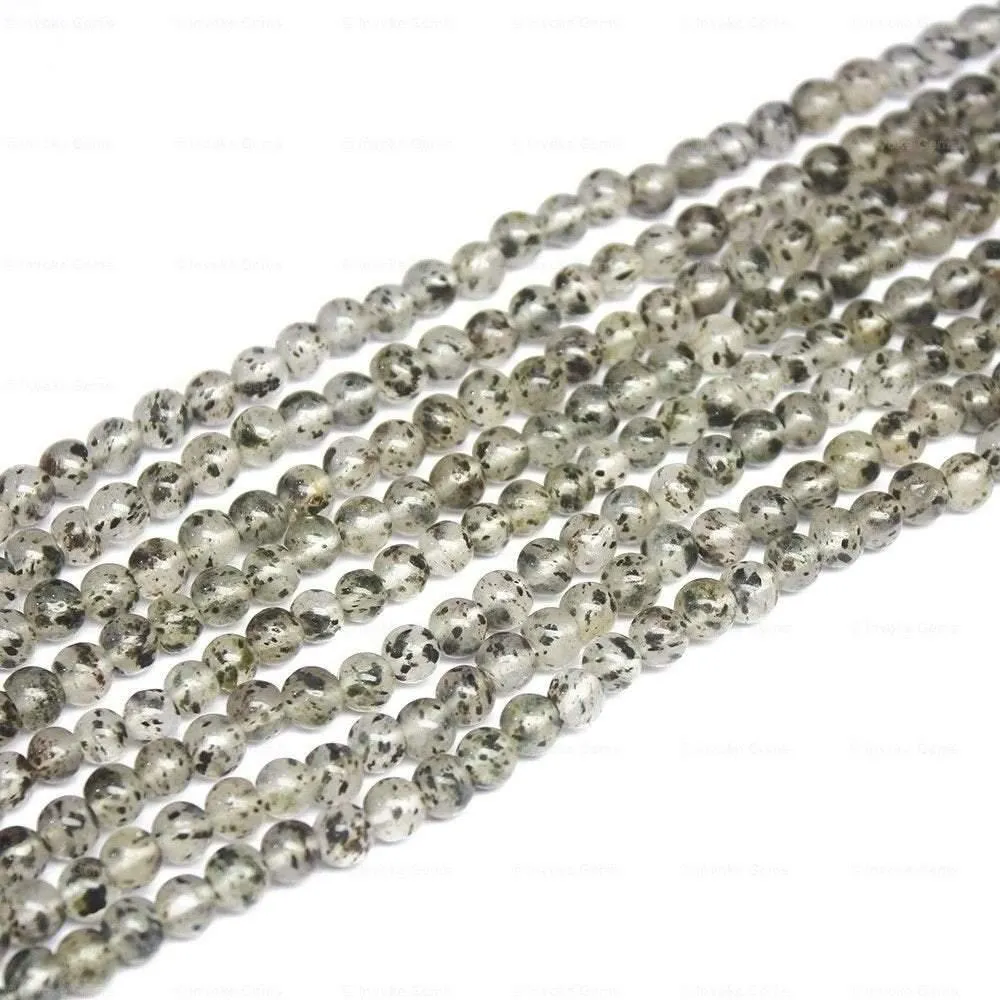 5 Strand Black Moss Quartz Natural Smooth Round Ball Loose Beads 12" 5mm