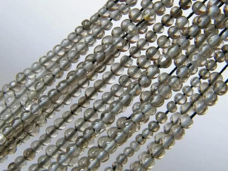 5 Strands Brown Smoky Quartz Smooth Round Ball Gemstone Loose Beads 5mm 14"