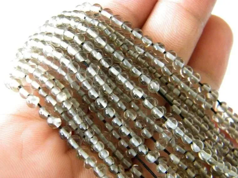 5 Strands Brown Smoky Quartz Smooth Round Ball Gemstone Loose Beads 5mm 14"