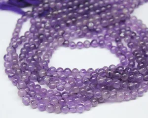 5 Strands Purple Amethyst Smooth Round Ball Loose Gemstone Beads Strand 14" 5mm