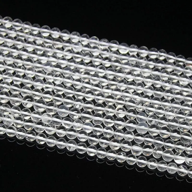 5 Strands White Quartz Crystal Smooth Round Ball Loose Gemstone Beads 13" 5mm