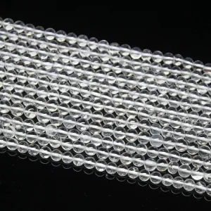 5 Strands White Quartz Crystal Smooth Round Ball Loose Gemstone Beads 13" 5mm