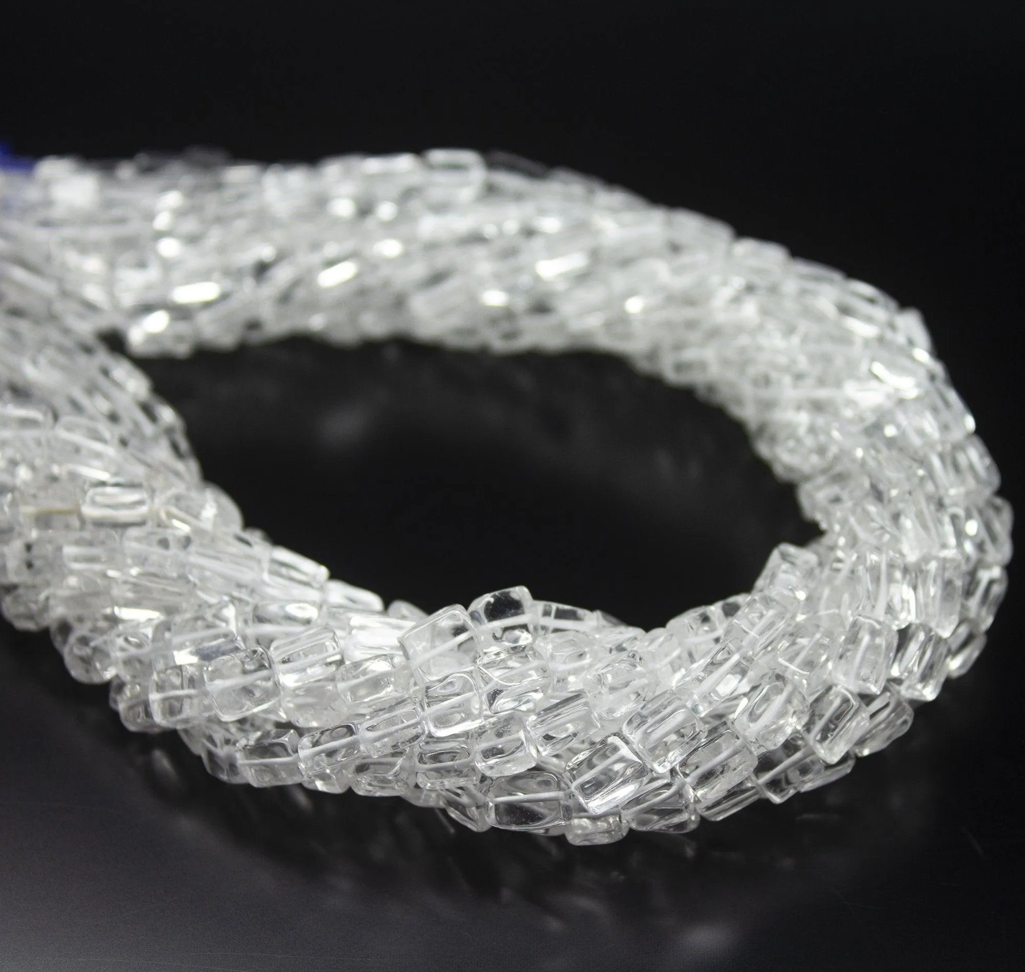 5 x 13 inch, 5-7mm, White Quartz Smooth Rectangle Beads Necklace, Quartz Beads