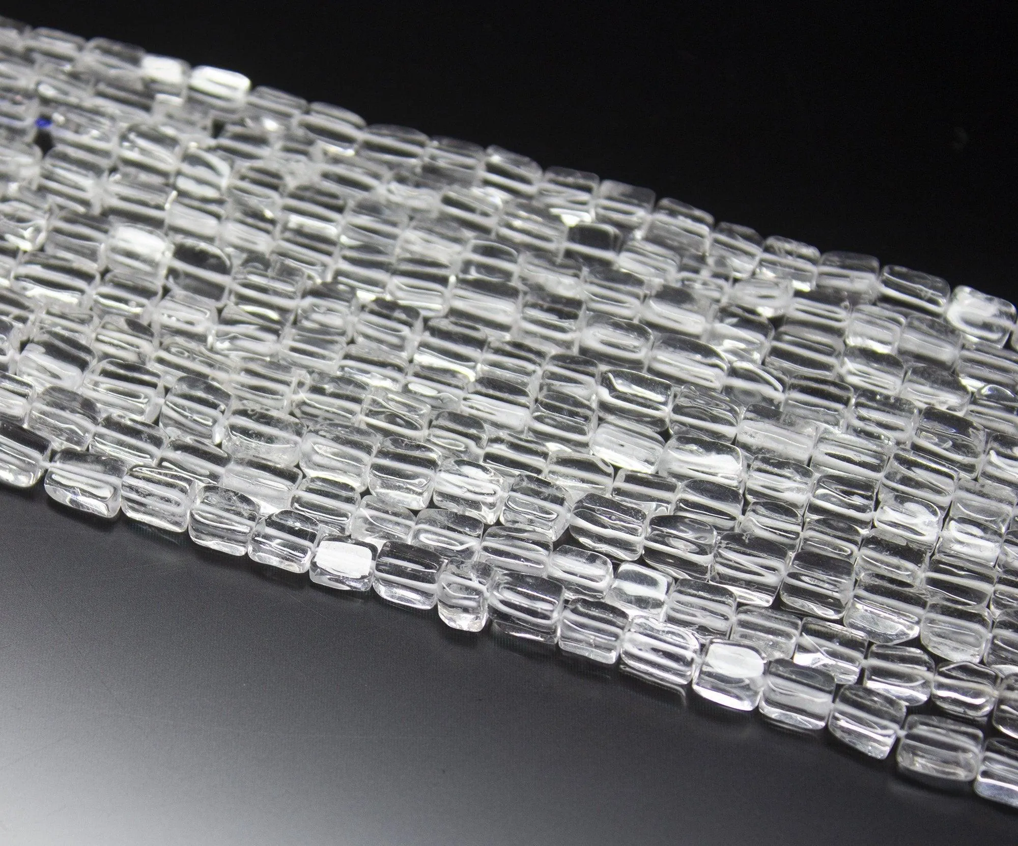 5 x 13 inch, 5-7mm, White Quartz Smooth Rectangle Beads Necklace, Quartz Beads