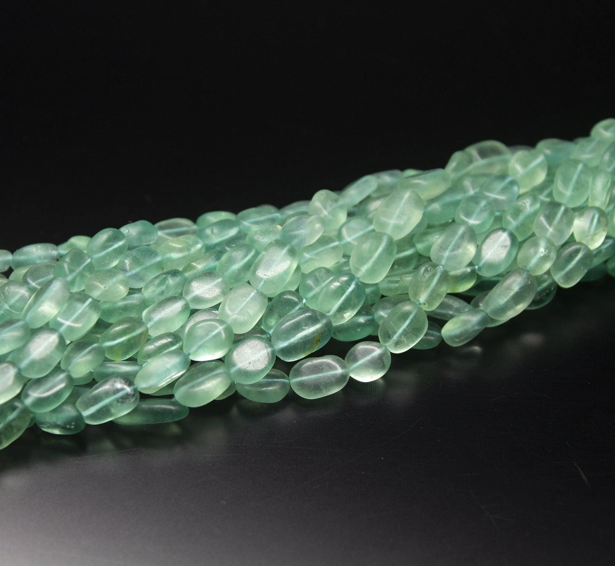 5 x 14 inch, 5-8mm, Blue Fluorite Smooth Oval Beads Necklace, Fluorite Beads