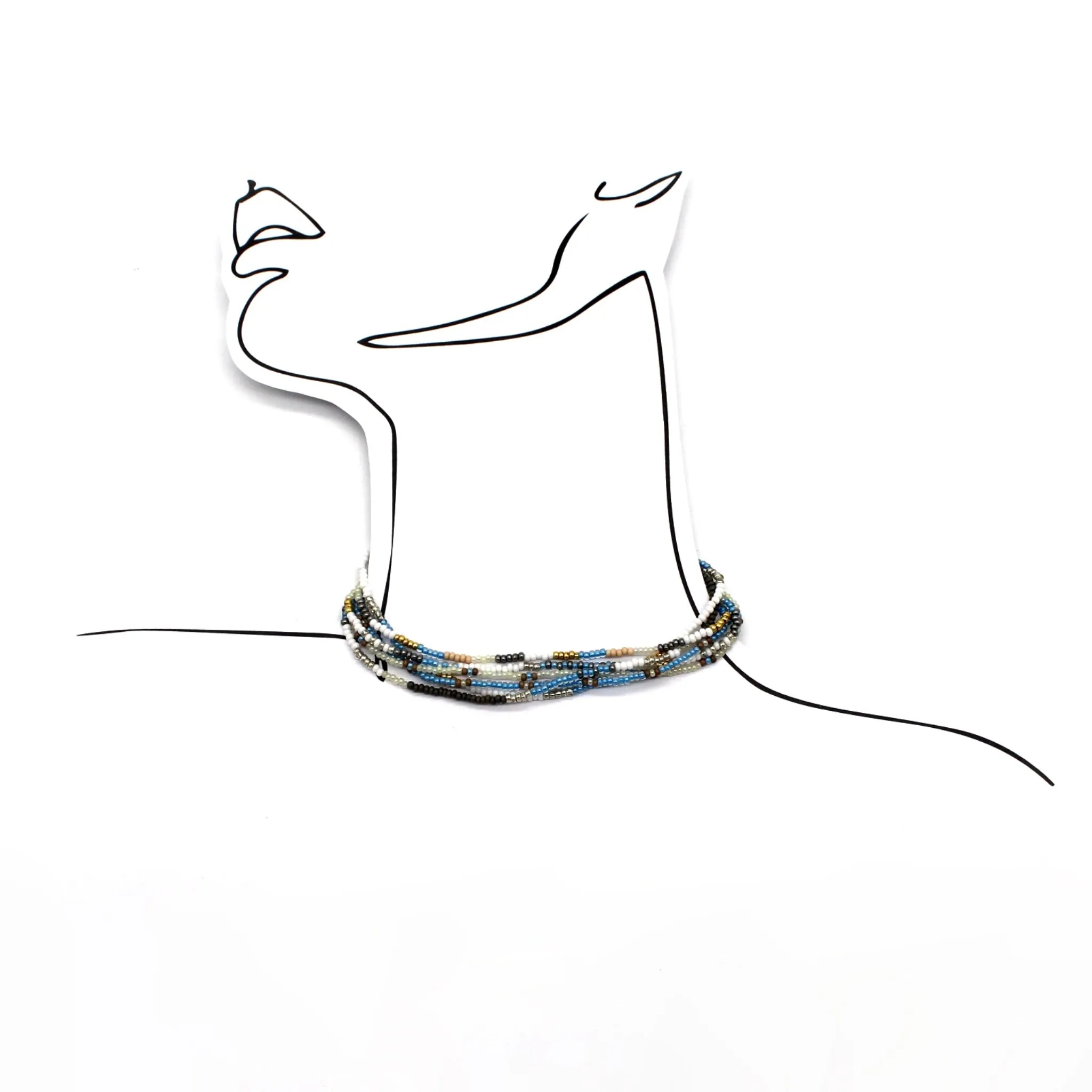 6 Strand Necklace - BLUE JAY