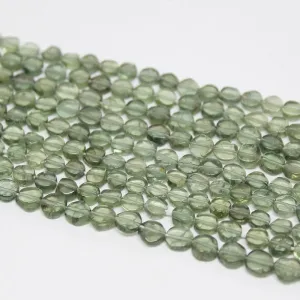 6 x Natural Green Apatite Smooth Coin Beads 4mm 12inches