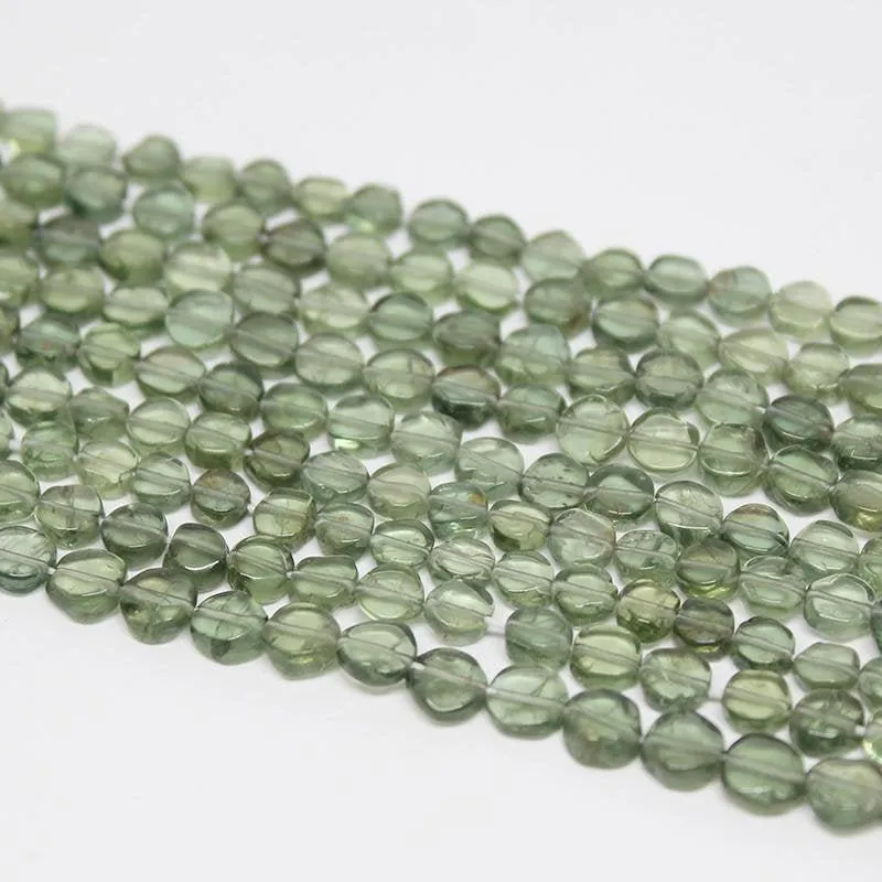6 x Natural Green Apatite Smooth Coin Beads 4mm 12inches