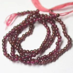 6 x Natural Red Garnet Smooth Round Beads 2.5mm 15inches