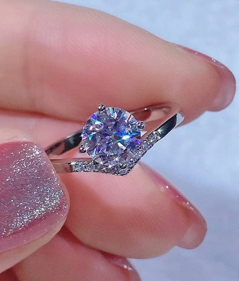 6.5mm 1ct Round Cut Diamond Crown Style Engagement Ring