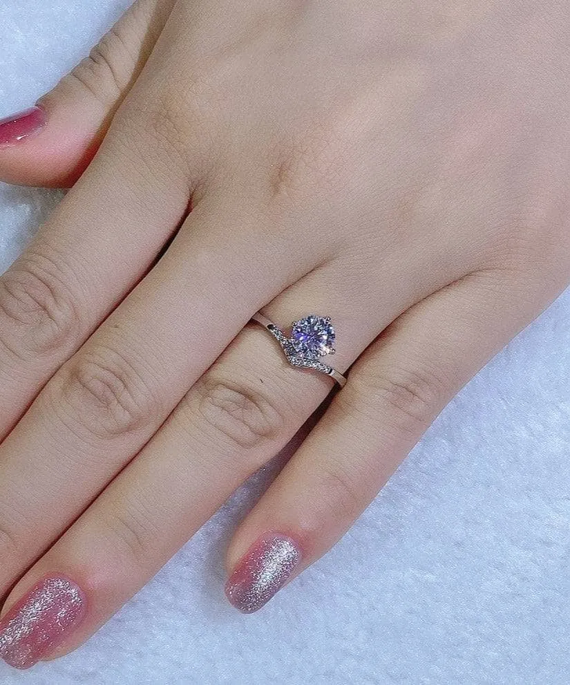 6.5mm 1ct Round Cut Diamond Crown Style Engagement Ring