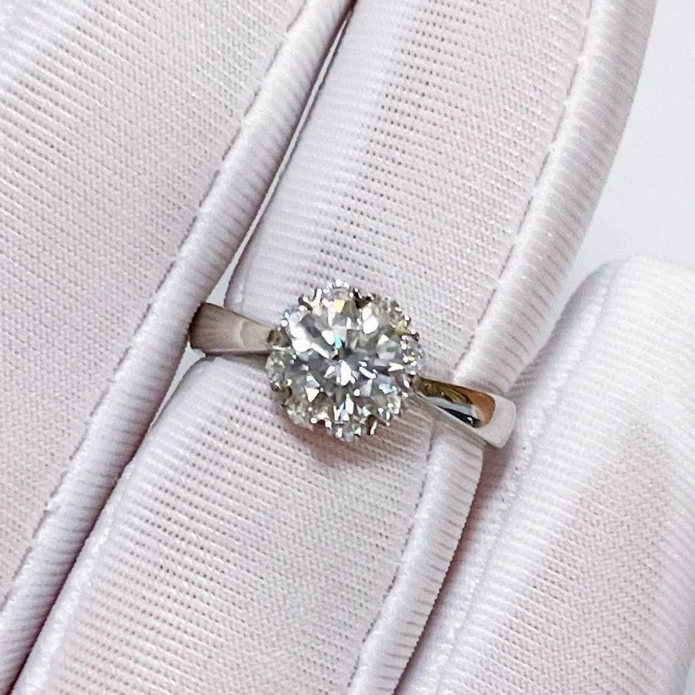 6.5mm 1ct Round Cut Diamond Sun Flower Adjustable Engagement Ring